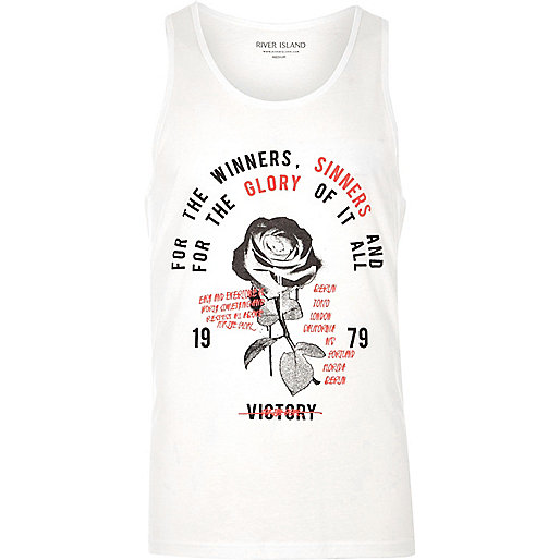 jacques-vertuk White graphic rose print tank 302873 men T-Shirts / Vests