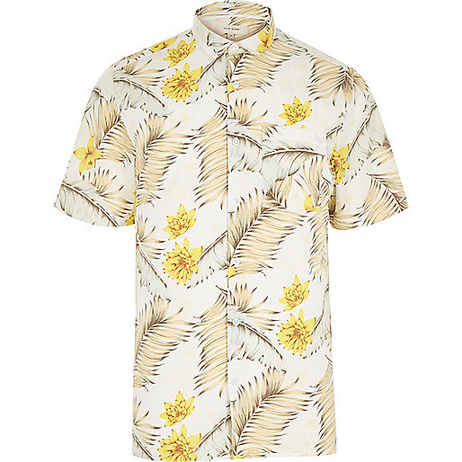 jacques-vertuk White Hawaiian print short sleeve shirt 285823 men Shirts