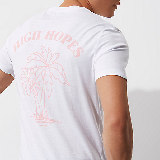 river island ladies shoes,jacques-vertuk Outfits White 'High Hopes' print slim fit T-shirt T-Shirts / Tanks Sale men