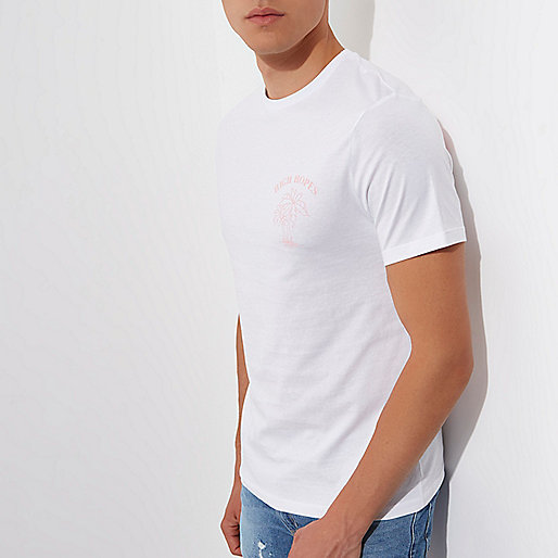 river island ladies shoes,jacques-vertuk Outfits White 'High Hopes' print slim fit T-shirt T-Shirts / Tanks Sale men