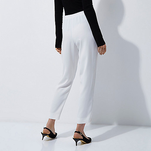 river island shoulder bag,jacques-vertuk UK Sale White high waisted ring belt tapered pants women 707864