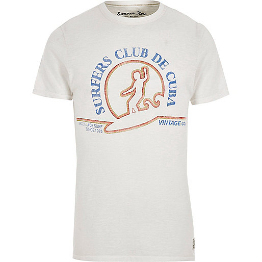 jacques-vertuk White Jack & Jones Vintage surf print T-shirt 301006 men T-Shirts / Vests T-shirts