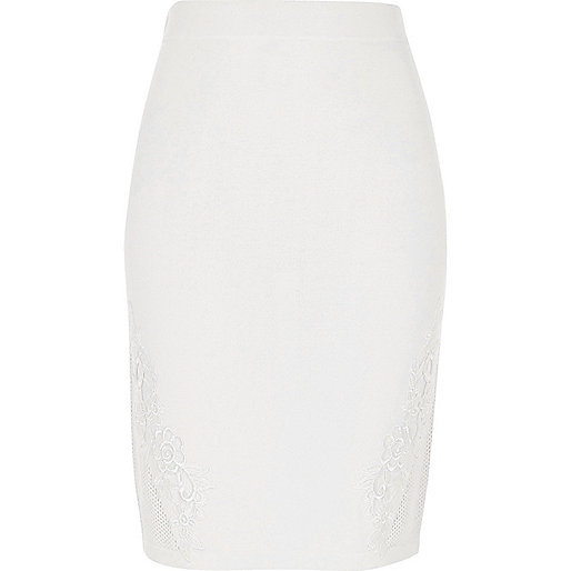 jacques-vertuk White knit floral appliqué bodycon skirt 697806 women Skirts