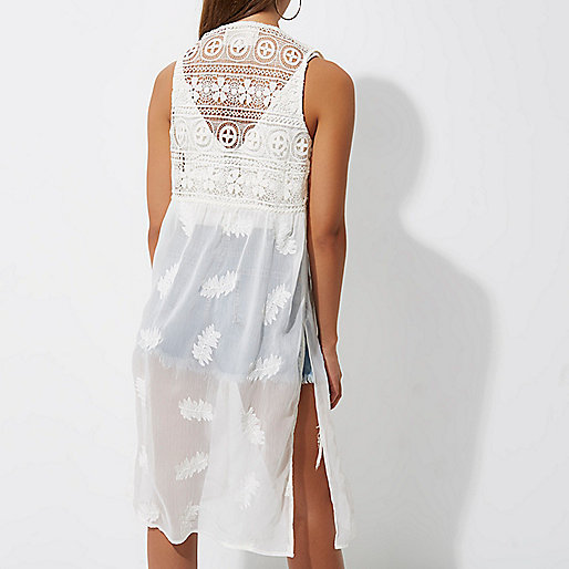 river island going out shoes,jacques-vertuk Jean Dress White lace embroidered sleeveless kimono Coats / Jackets Sale women