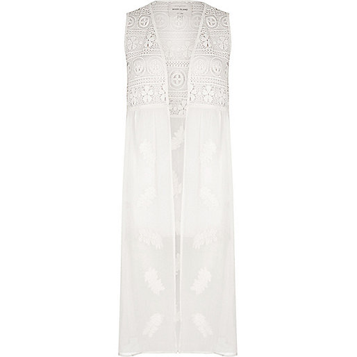 river island going out shoes,jacques-vertuk Jean Dress White lace embroidered sleeveless kimono Coats / Jackets Sale women