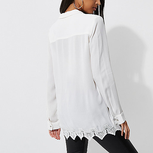 river island tweed dress,jacques-vertuk Jean Sale White lace insert shirt Shirts Tops women