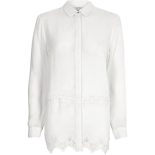 jacques-vertuk White lace insert shirt 703223 women Tops Shirts