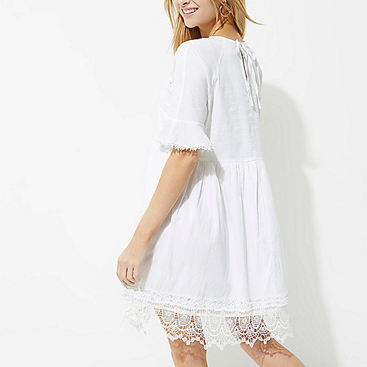 over shoulder bag river island,jacques-vertuk London White lace trim smock dress women 700725