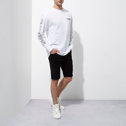 river island wide fit shoes,jacques-vertuk Ladies Shirts White 'Late Arrival' print slouch sweatshirt T-Shirts / Tanks Sale men