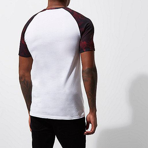 river island red dress asos,jacques-vertuk Sale White leaf print short sleeve raglan T-shirt men 300636