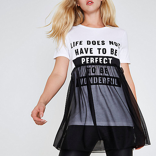 very river island shoes,jacques-vertuk Order Online White 'life does not' mesh overlay T-shirt Print T-Shirts / Tanks T-Shirts & Tanks Tops women