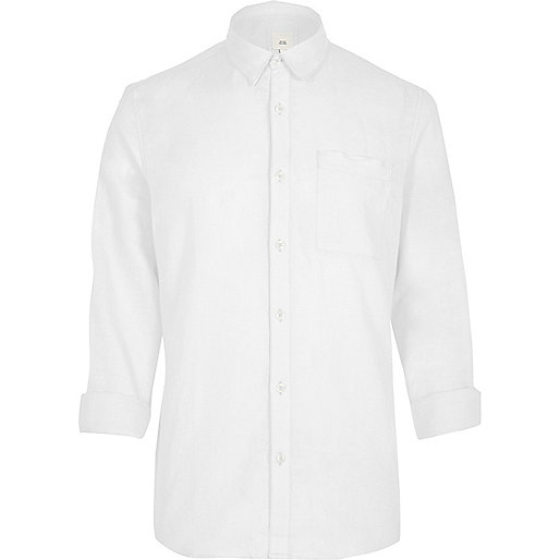 jacques-vertuk White linen blend long sleeve shirt 300912 men Shirts