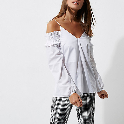 river island flat shoes sale,jacques-vertuk Jackets White long sleeve bardot cami strap top Bardot / Cold Shoulder Tops Tops women