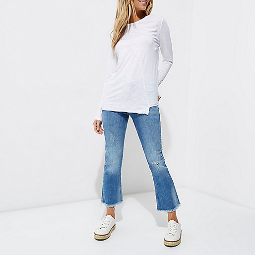 river island overshirt,jacques-vertuk Stores White long sleeve crew neck T-shirt women 704293