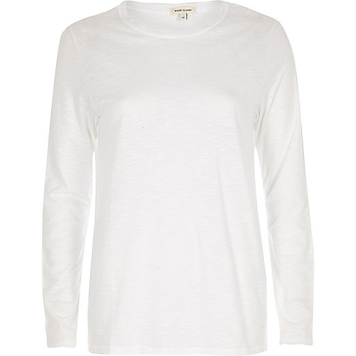 river island overshirt,jacques-vertuk Stores White long sleeve crew neck T-shirt women 704293