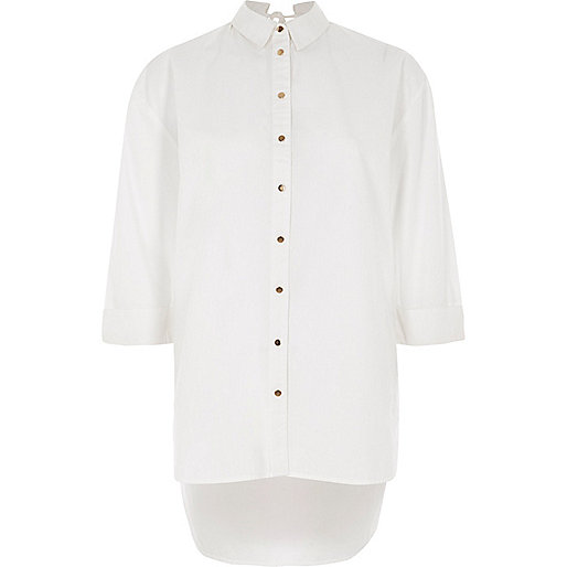 river island office wear,Women S Clothing jacques-vertuk White long sleeve tie back shirt Shirts Tops women