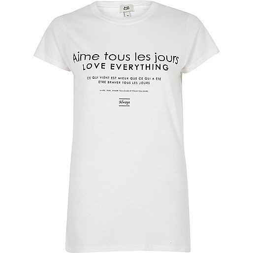 jacques-vertuk White 'love everything' fitted T-shirt 710942 women Tops T-Shirts & Vests Print T-Shirts / Vests