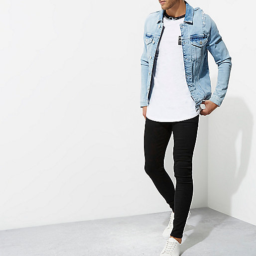 river island skinny jeans,River I9Sland White marble raglan sleeve muscle fit T-shirt T-shirts T-Shirts / Tanks men