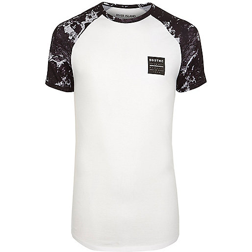 jacques-vertuk White marble raglan sleeve muscle fit T-shirt 302386 men T-Shirts / Vests T-shirts