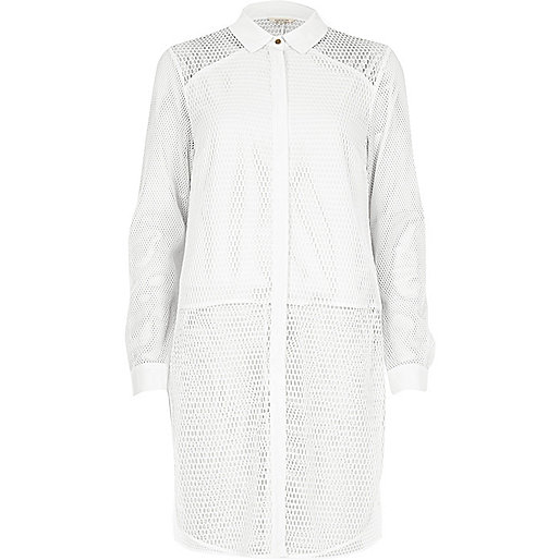 river island mini boots,Dresses In jacques-vertuk White mesh panel longline shirt Workwear Sale women