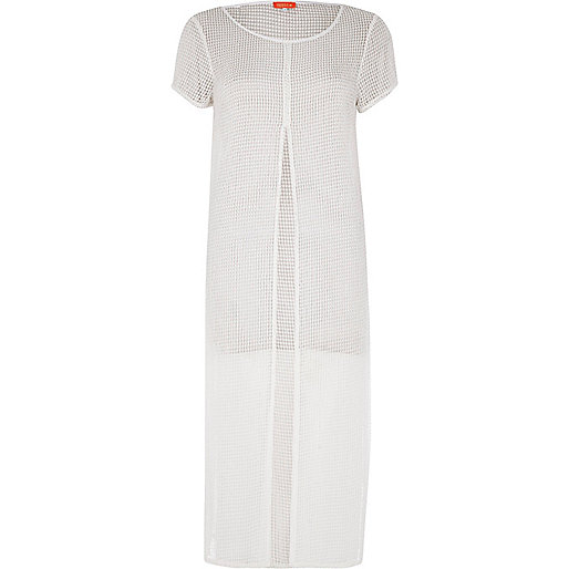 river island white pumps,jacques-vertuk UK White mesh split front maxi beach T-shirt women 697274