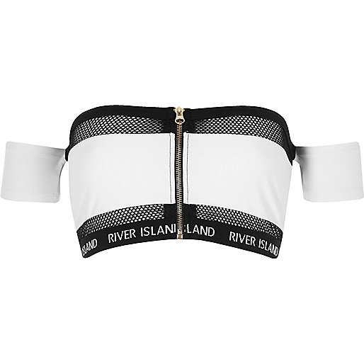 mens sliders river island,jacques-vertuk South Africa White mesh zip front bardot bikini top women 696208