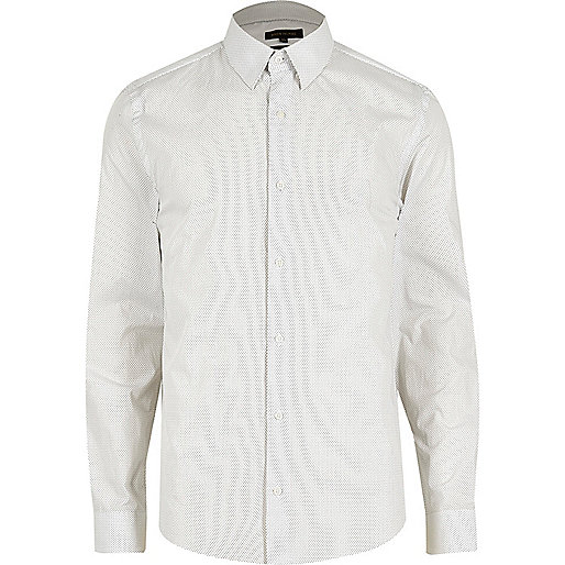 jacques-vertuk White micro dot slim fit shirt 291790 men Shirts