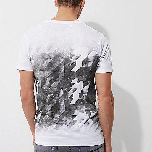 river island track order,jacques-vertuk Clothing Sale Uk White mono geo print fade T-shirt T-shirts T-Shirts / Tanks men