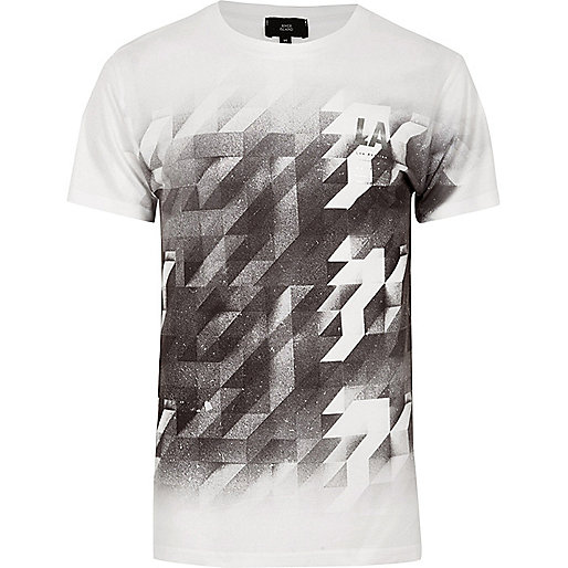 jacques-vertuk White mono geo print fade T-shirt 304362 men T-Shirts / Vests T-shirts