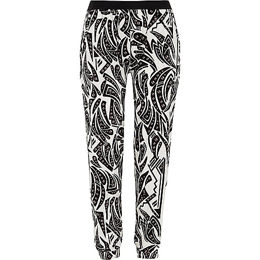 jacques-vertuk White monochrome print joggers 706346 women Trousers Joggers