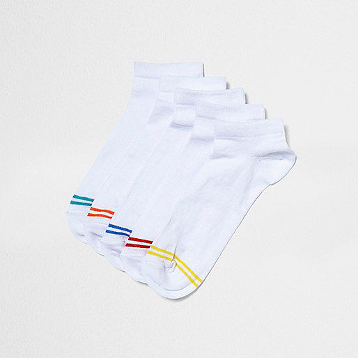 jacques-vertuk White multicolored stripe sneaker socks pack 299602 men Underwear Socks