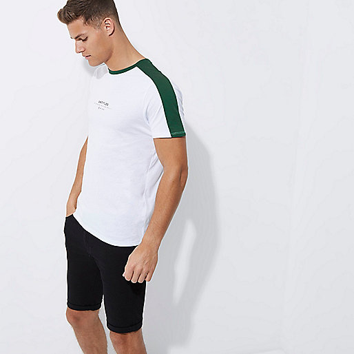 river island student discount,jacques-vertuk Site White muscle fit green tipped T-shirt T-shirts T-Shirts / Tanks men