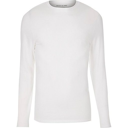 jacques-vertuk White muscle fit long sleeve T-shirt 293692 men T-Shirts / Vests Plain T-Shirts