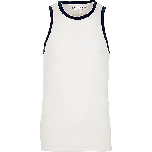 jacques-vertuk White muscle fit ringer tank 301695 men T-Shirts / Vests