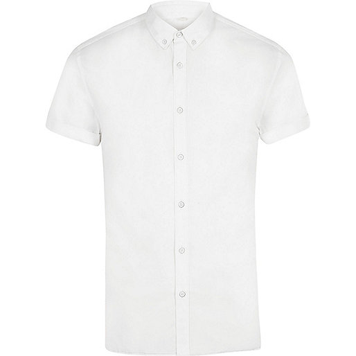 river island check coat,Island River Clothing White muscle fit short sleeve shirt Shirts Sale men