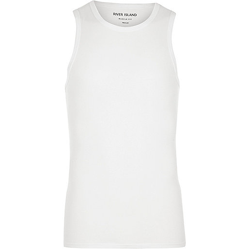 jacques-vertuk White muscle fit tank 299991 men T-Shirts / Vests Vests