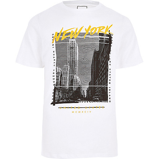 jacques-vertuk White 'New York' photo print slim fit T-shirt 303871 men T-Shirts / Vests Print T-Shirts