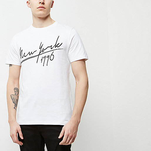 river island shoes women,jacques-vertuk Ladies Coats White 'New York' print T-shirt T-Shirts / Tanks Sale men