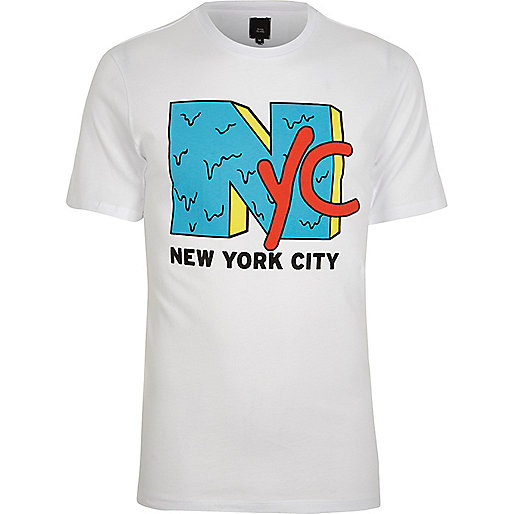 jacques-vertuk White 'NYC' print short sleeve T-shirt 302065 men T-Shirts / Vests