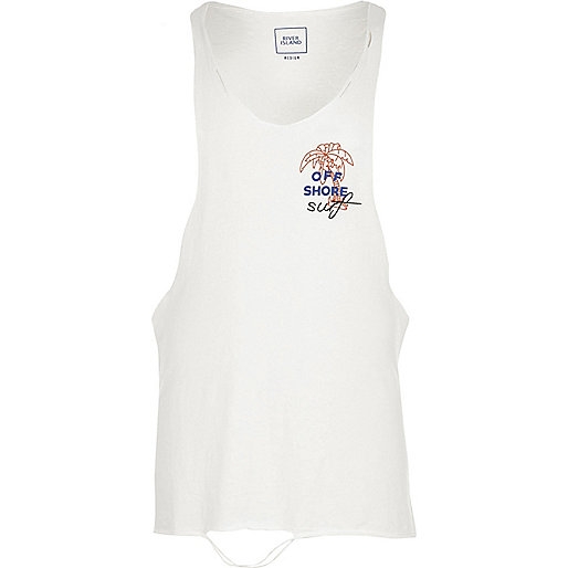 jacques-vertuk White 'Off Shore' print racer back tank 301089 men T-Shirts / Vests