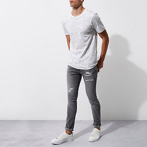 river island denim dress,Riv3Er Island White Only & Sons palm print T-shirt T-shirts T-Shirts / Tanks men