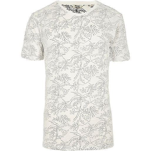 river island denim dress,Riv3Er Island White Only & Sons palm print T-shirt T-shirts T-Shirts / Tanks men