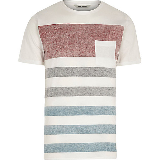 river island stores,jacques-vertuk Casual Dresses White Only & Sons stripe pocket T-shirt T-shirts T-Shirts / Tanks men