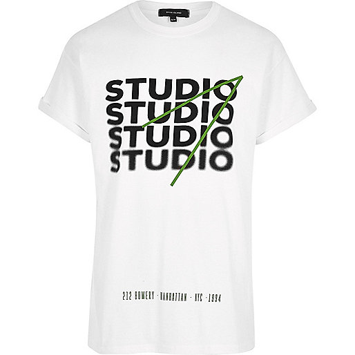 river island white collar dress,jacques-vertuk London White oversized fit Studio print T-shirt men 300634