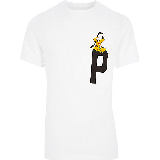 jacques-vertuk White 'P' Pluto print crew neck T-shirt 303255 men T-Shirts / Vests T-shirts