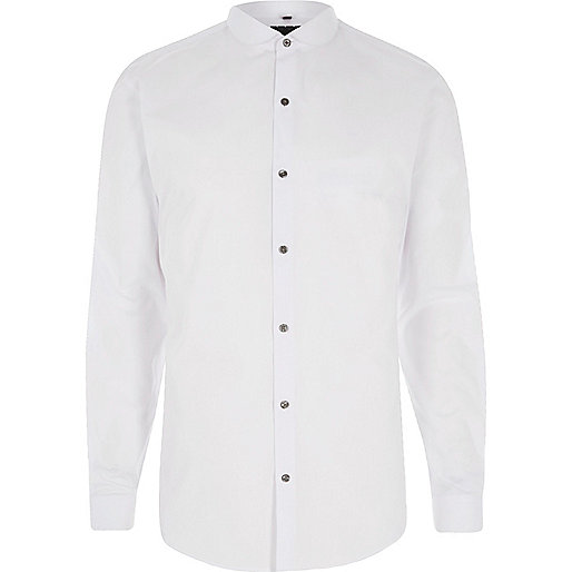 jacques-vertuk White penny collar long sleeve slim fit shirt 301589 men Shirts Long Sleeve Shirts