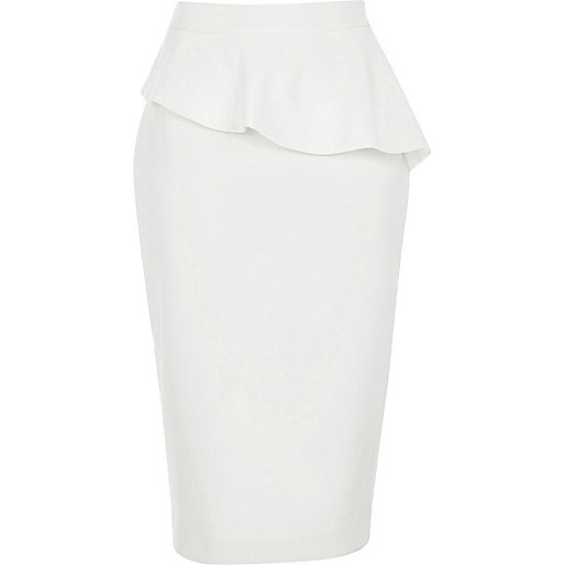 gold wedge sandals river island,Who Sells jacques-vertuk Clothes White peplum frill pencil skirt Midi Skirts Skirts women