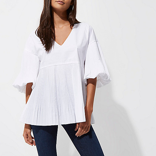 river island grey puffer coat,jacques-vertuk Summer Dresses Uk White pleated V neck puff sleeve top Blouses Tops women