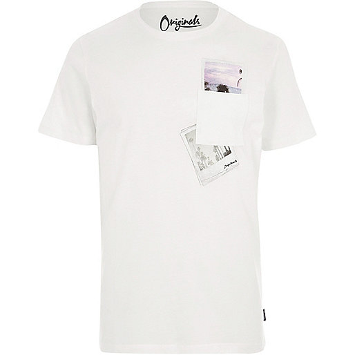 jacques-vertuk White polaroid print Jack & Jones T-shirt 300471 men T-Shirts / Vests T-shirts