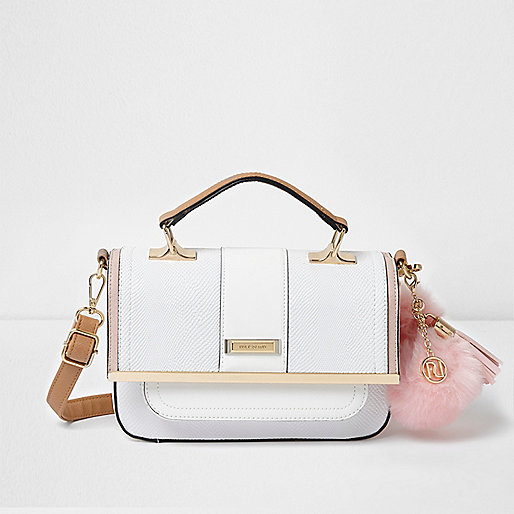 pink river island shoulder bag,jacques-vertuk Uk Stores White pom pom cross body satchel bag Satchels Bags / Purses women